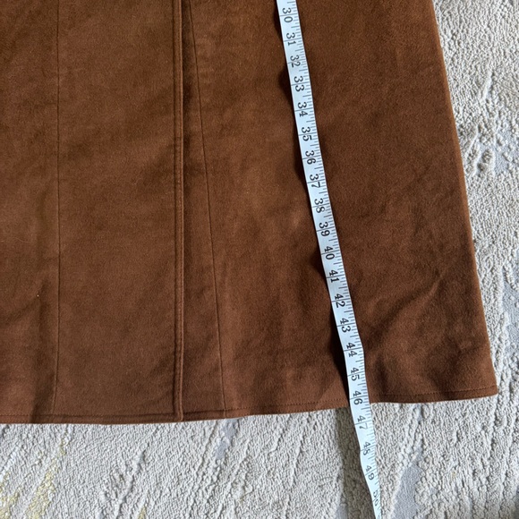 Gap long brown faux suede trench coat belted jacket large new - Picture 10 of 10